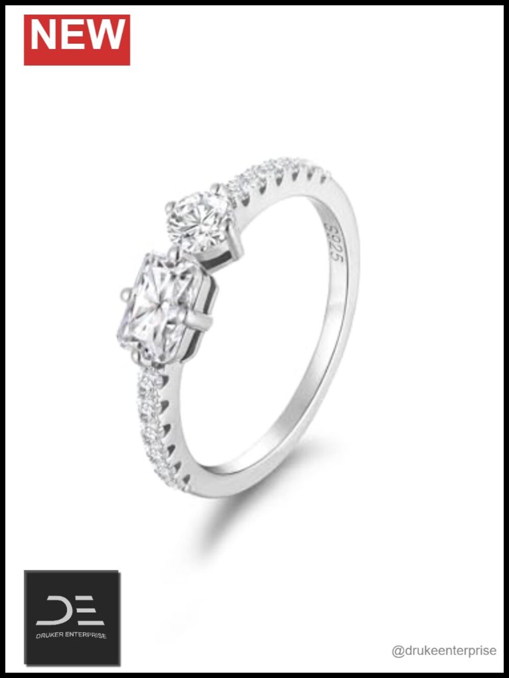 1.40 Carat Moissanite Toi Et Moi Ring, Solid 925 Sterling Silver, Wedding